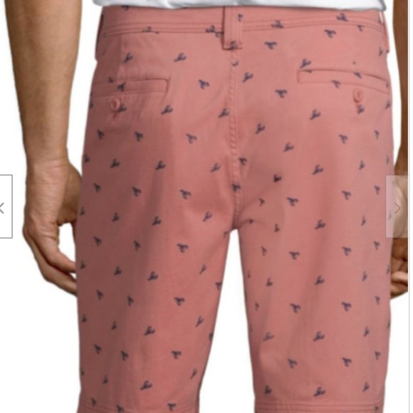 St. John's Bay Men's Power Stretch Chino Shorts Size 44 Washed Lobster Color - Picture 3 of 11